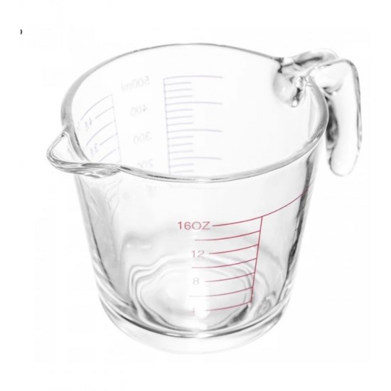Jarra 600ml Medidora de Vidro com Marcação em Vermelho 